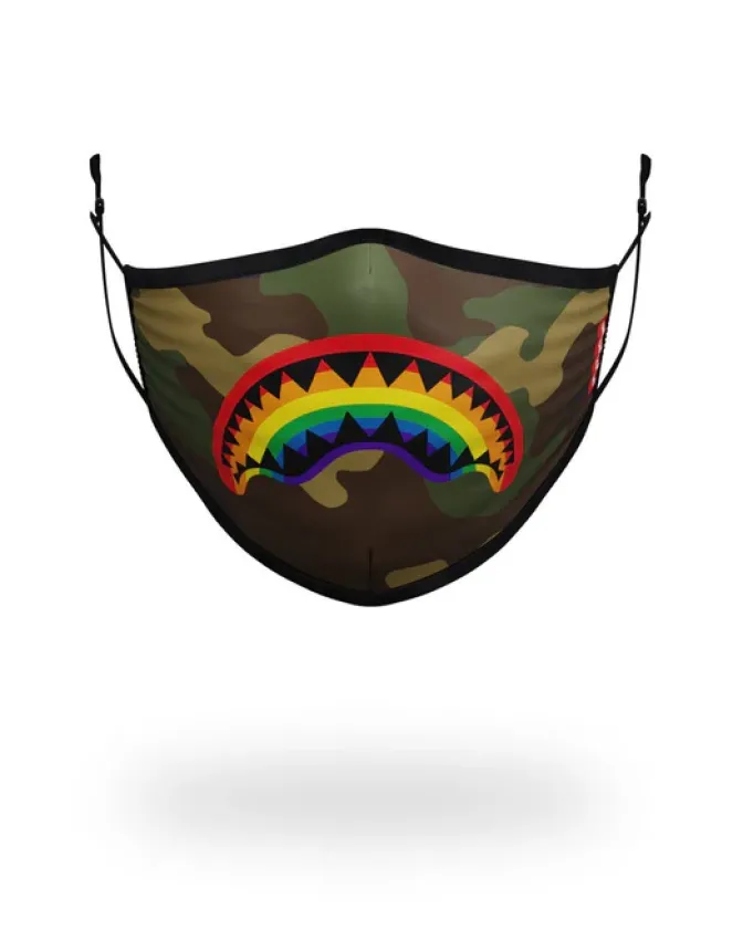 ADULT RAINBOW SHARK FORM FITTING FACE MASK
