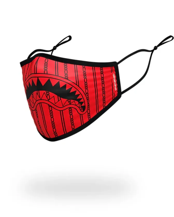 ADULT REVERSE SHARKS IN PARIS (RED) FORM FITTING FACE MASK