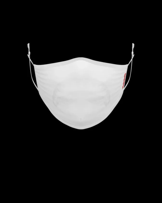 ADULT WHITE ON WHITE SHARK FORM-FITTING FACE MASK