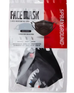 BITE ME SHARK (BLK) POLYESTER FACE MASK