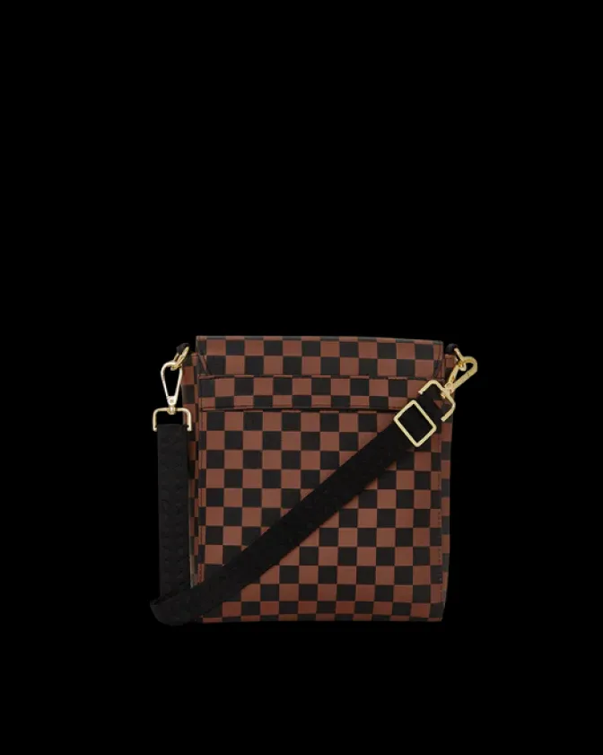 EXTERIOR GOLD ZIP POCKET SHARKS IN PARIS MESSENGER SLING BAG
