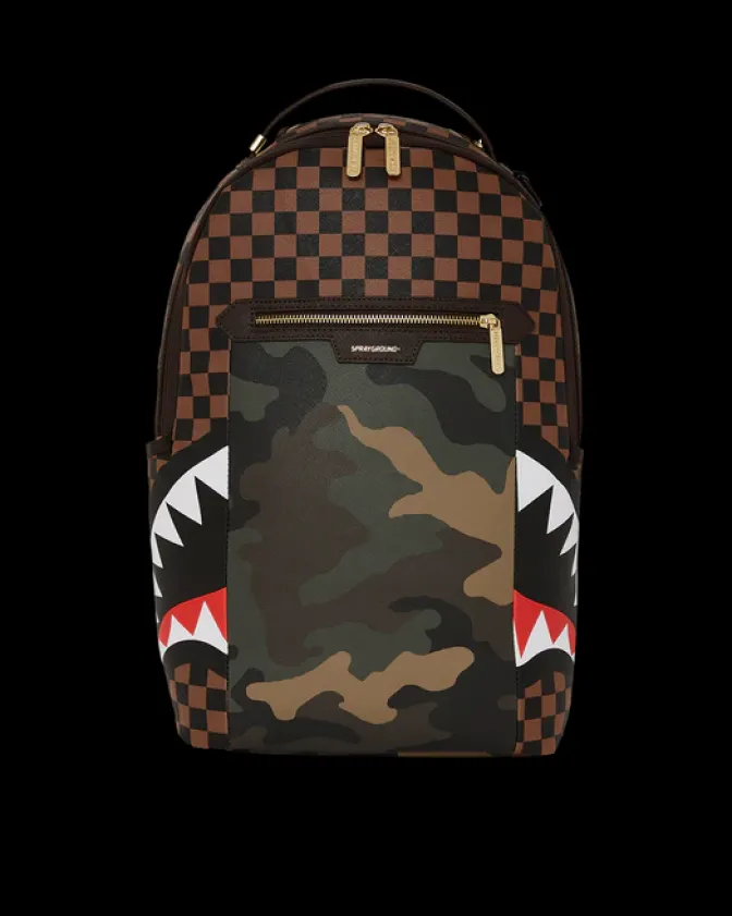 EXTERIOR GOLD ZIP POCKET SHARKS IN PARIS BACKPACK (DLXV)