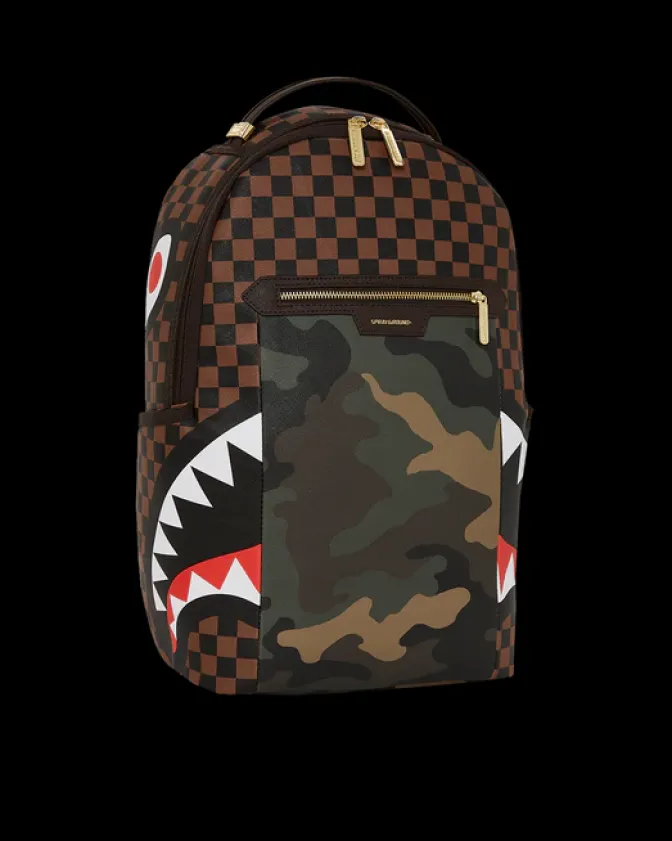 EXTERIOR GOLD ZIP POCKET SHARKS IN PARIS BACKPACK (DLXV)