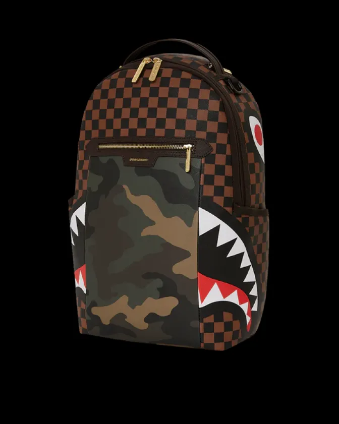 EXTERIOR GOLD ZIP POCKET SHARKS IN PARIS BACKPACK (DLXV)