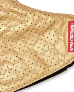 GOLD MONEYGRAM VEGAN LEATHER FACE MASK