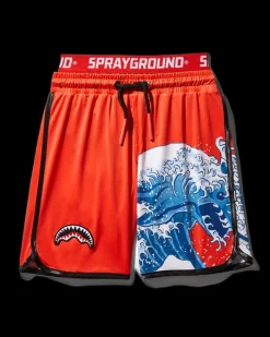 KIDS JAPAN WAVE SWIM TRUNKS (RED)