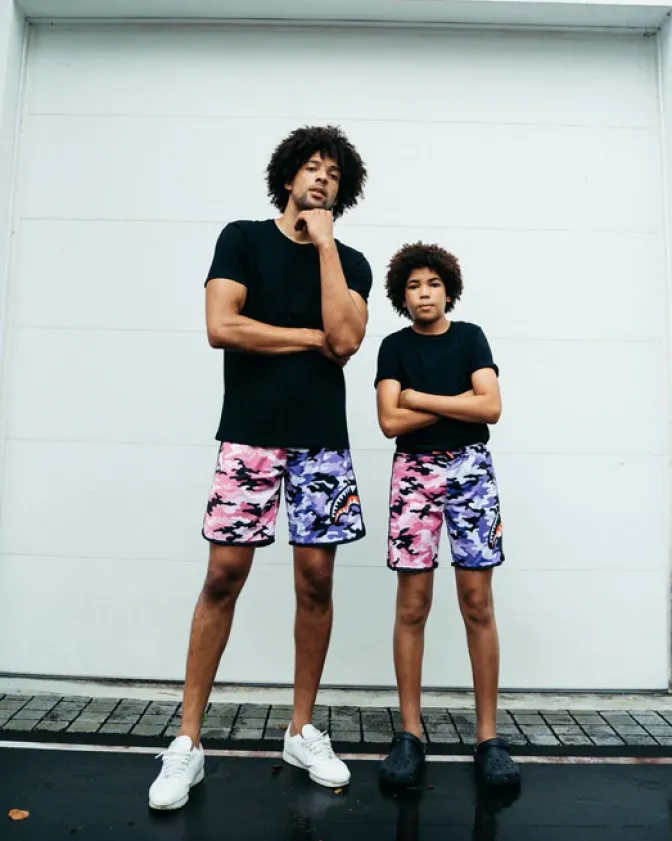 KIDS SPLIT CAMO SWIM TRUNKS