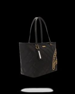 NOIR QUILT GOLD CHAIN SHARK TOTE