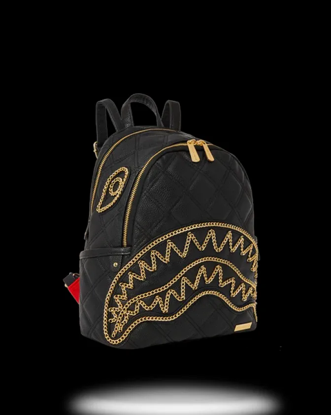 NOIR QUILT GOLD CHAIN SHARK SAVAGE BACKPACK
