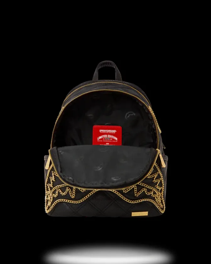 NOIR QUILT GOLD CHAIN SHARK SAVAGE BACKPACK