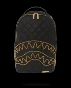 NOIR QUILT GOLD CHAIN SHARK BACKPACK (DLXV)