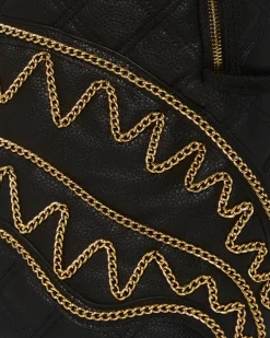 NOIR QUILT GOLD CHAIN SHARK BACKPACK (DLXV)