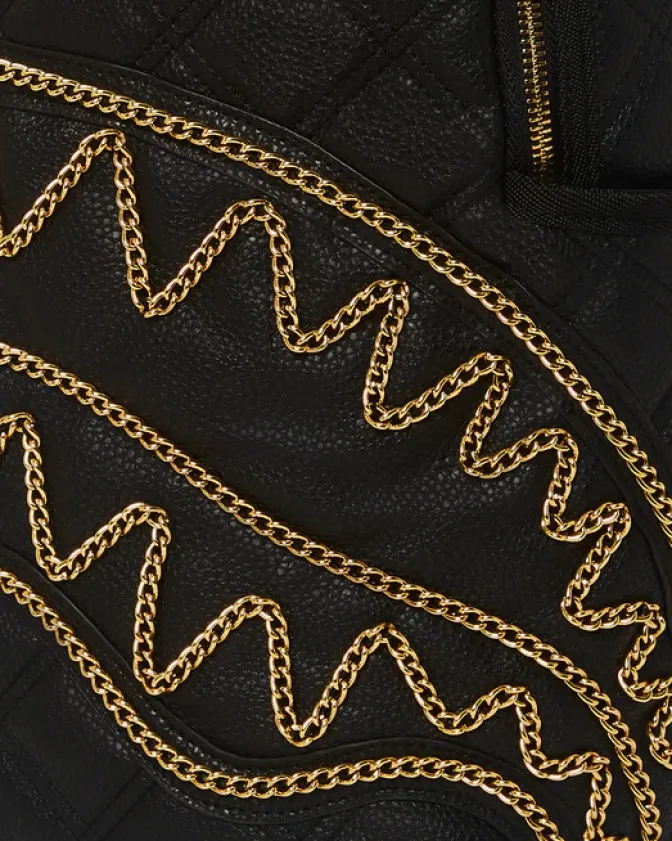 NOIR QUILT GOLD CHAIN SHARK BACKPACK (DLXV)