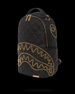 NOIR QUILT GOLD CHAIN SHARK BACKPACK (DLXV)
