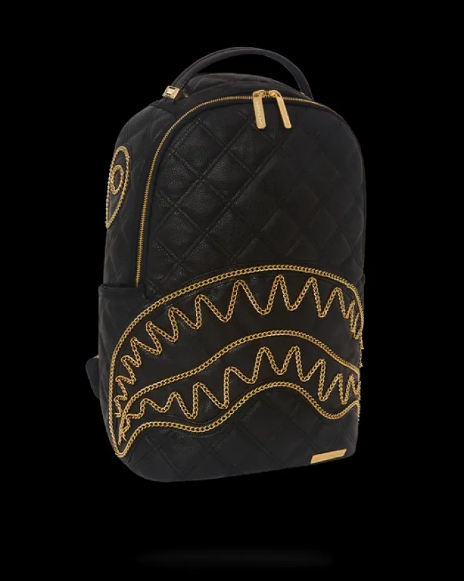 NOIR QUILT GOLD CHAIN SHARK BACKPACK (DLXV)