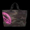 PINK STENCIL SHARK CAMO TOTE
