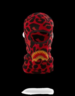 RED LEOPARD GOLD SHARK MOUTH SKI MASK