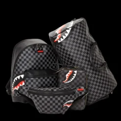 SHARKS IN PARIS (BLACK CHECKERED EDITION) TOILETRY AKA MONEY BAGS
