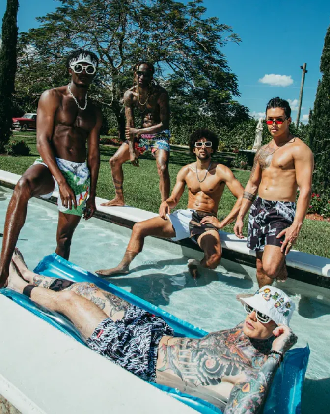 SPLIT BITE CAMO SHOTO SWIM TRUNKS
