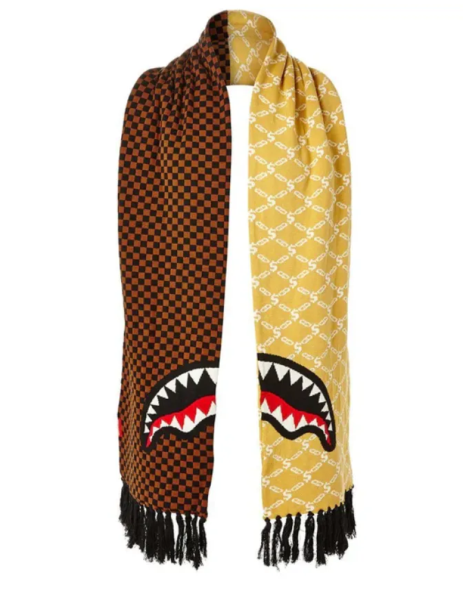 SPLIT CHECKERED SHARK SCARF