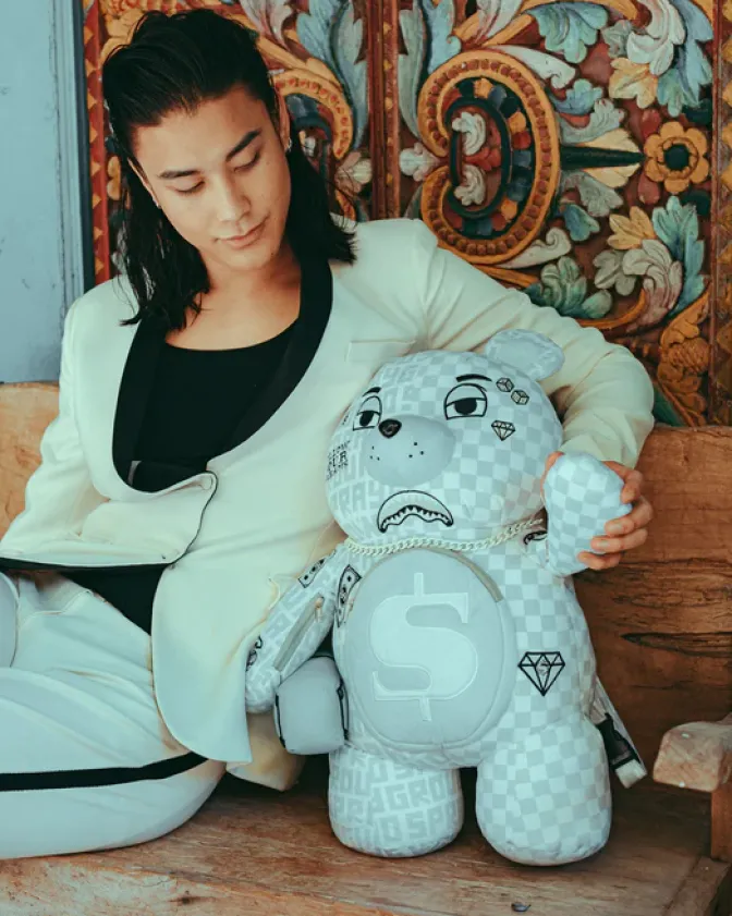SPLIT THE CHECK (PEARL) MONEYBEAR TEDDYBEAR BACKPACK