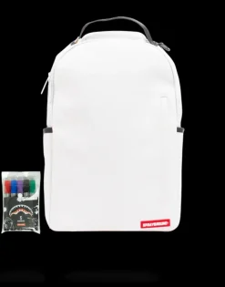 THE SPRAYGROUND DIY WHITE BACKPACK (VEGAN LEATHER u0026 INNER MONEY LINING) u0026 MARKERS INCLUDED
